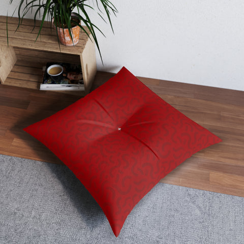 Out of Whack (Red) - Tufted Floor Pillow, Square