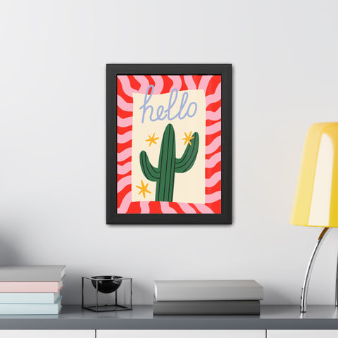 Hello Cactus Framed Poster – Colorful Wall Art for Home Decor