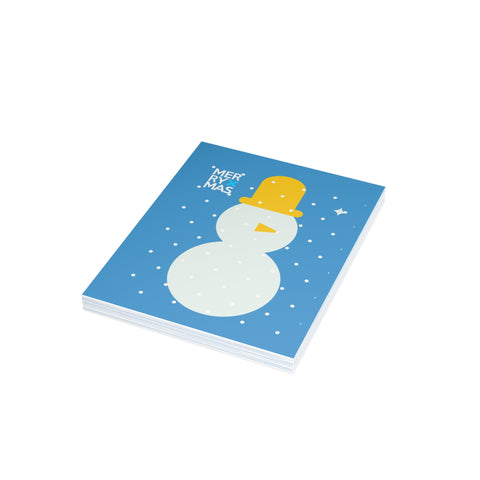 "Merry Xmas" Snowman Greeting Card — Christmas / Holiday Greeting Card - Illustrated, Modern