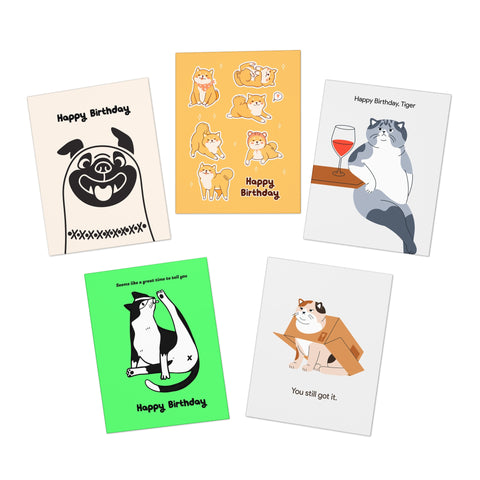 Happy Birthday (Set no 2) 5-Pack Variety Greeting Cards Set