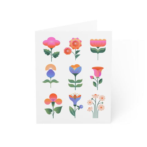 Modern Retro Flower Greeting Card — Floral Greeting Card - Illustrated, Beautiful, any occasion