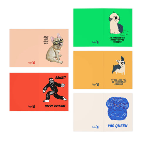 Friendship, You're Awesome, I like you card set - 5-Pack Variety Greeting Cards Set