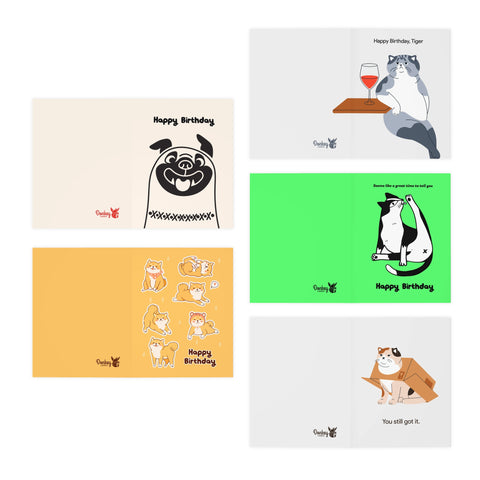 Happy Birthday (Set no 2) 5-Pack Variety Greeting Cards Set