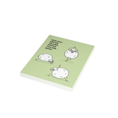 “How Old Are We Telling People You Are Now?” Funny Sheep Birthday Card – Birthday Greeting Card - Illustrated, Funny, Snarky, Modern
