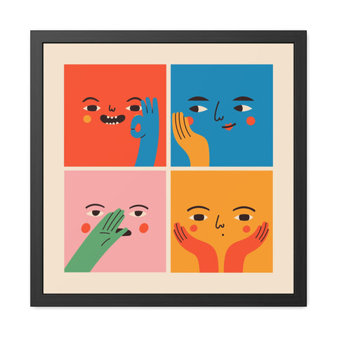 Faced 2 - Colorful Emotion Framed Poster - Whimsical Wall Art for Home Decor