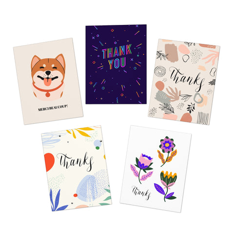 Thank You Cards - 5-Pack Variety Greeting Cards Set