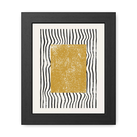 Ink Block 1 - Modern Abstract Framed Poster - Yellow and Black Art for Home Decor