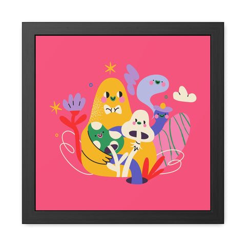 Fun Land 1 - Whimsical Framed Poster - Colorful Character Art for Cheerful Spaces