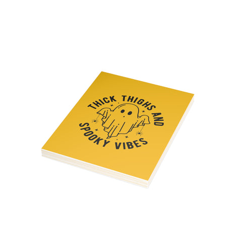 "Thick Thighs and Spooky Vibes" Halloween Ghost Greeting Card — Halloween / Holiday Greeting Card - Illustrated, Funny, Snarky, Modern