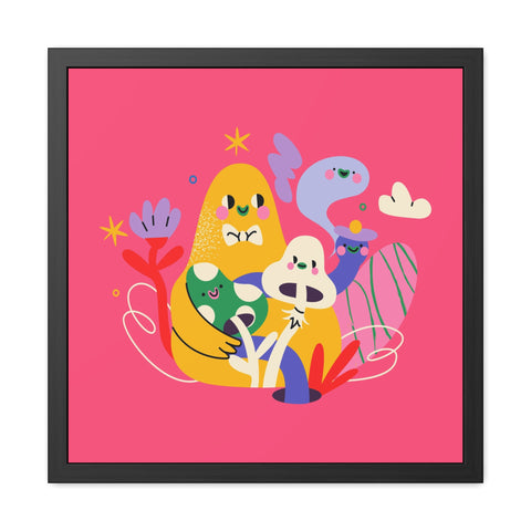 Fun Land 1 - Whimsical Framed Poster - Colorful Character Art for Cheerful Spaces