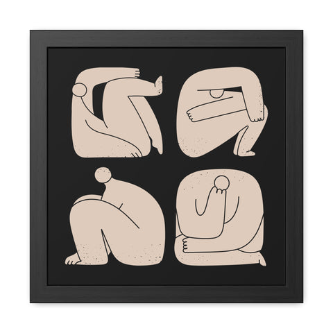 Boxed - Modern Minimalist Framed Art Poster - Abstract Human Figures