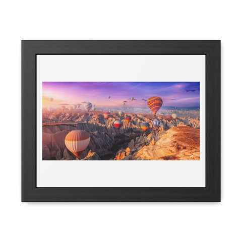 Scenic Hot Air Balloon Framed Poster - Colorful Landscape Wall Art for Home Decor