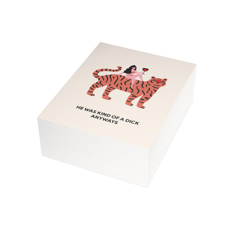 'He Was Kind of a Dick Anyways' Tiger Greeting Card — Sympathy Greeting Card - Illustrated, Funny, Snarky, Modern