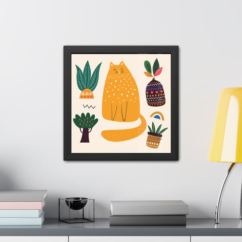 Cat Lounger 2 - Whimsical Cat Framed Poster - Cozy Home Decor for Cat Lovers