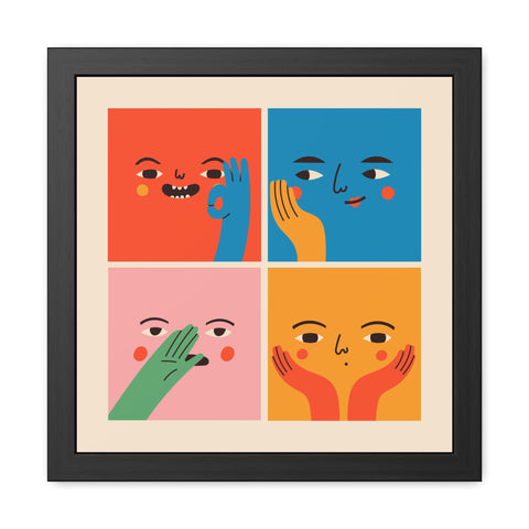 Faced 2 - Colorful Emotion Framed Poster - Whimsical Wall Art for Home Decor