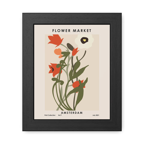 Flower Market - Amsterdam - Vintage Flower Market Framed Poster - Amsterdam Art Print for Home Décor
