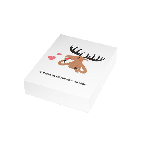 "Congrats, You’re Now Vintage" Moose Greeting Card — Birthday Greeting Card - Illustrated, Funny, Snarky, Modern