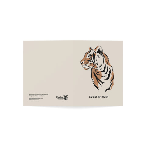 "Go Get 'Em Tiger" Motivational Greeting Card - Friendship / Best Friends Greeting Card - Illustrated, Funny, Snarky, Modern