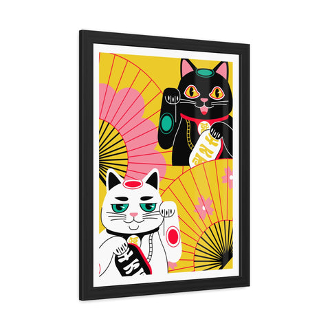 Japanese Garden 4 - Colorful Cat Framed Posters - Lucky Charm Wall Art for Cat Lovers