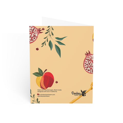 “We Survived Another Year! Let’s Eat!” Floral Fruit Celebration Greeting Card — Rosh Hashanah / Holiday Greeting Card - Illustrated, Modern