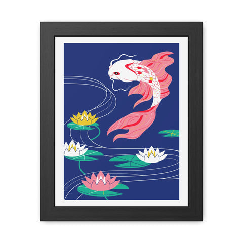 Japanese Garden 1 - Koi Fish Framed Poster - Tranquil Water Lily Art for Home Décor