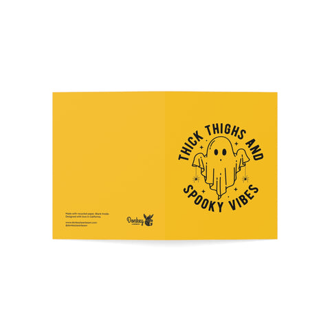 "Thick Thighs and Spooky Vibes" Halloween Ghost Greeting Card — Halloween / Holiday Greeting Card - Illustrated, Funny, Snarky, Modern