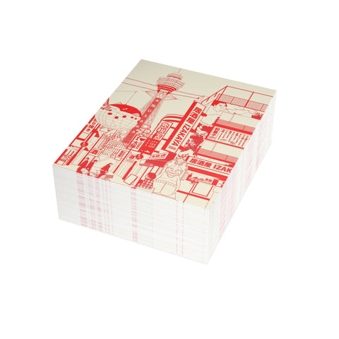 Red Osaka Street Scene Greeting Card — Japan / Abstract Greeting Card - Illustrated, beautiful, any occasion