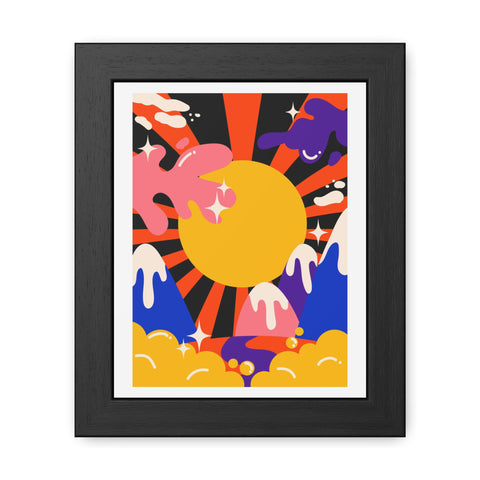 Grimland 3 - Vibrant Framed Poster - Retro Sunburst Art for Modern Decor