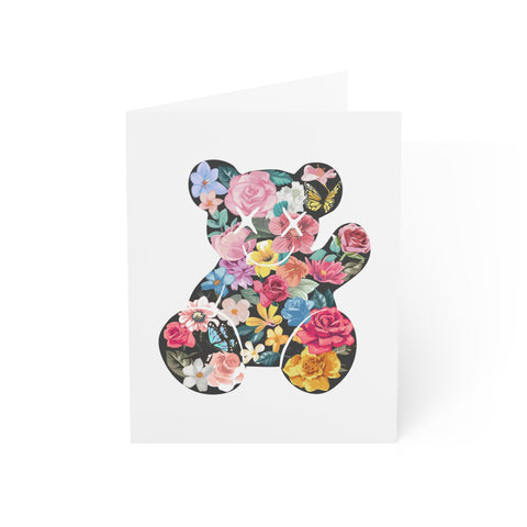 Floral Teddy Bear Greeting Card — Friendship / Best Friend Greeting Card - Illustrated, Modern, any occasion