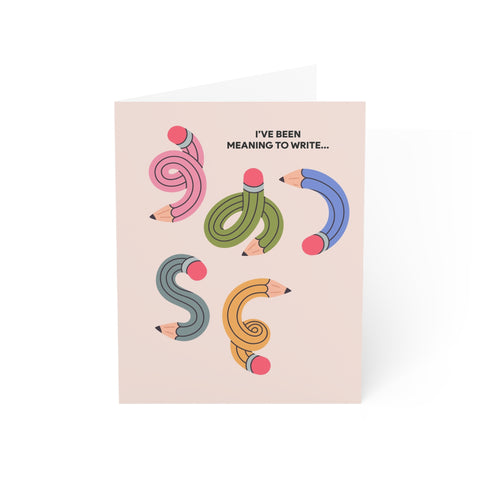 "I’ve Been Meaning to Write" Whimsical Pencil Greeting Card — Thinking Of You Greeting Card - Illustrated, Modern
