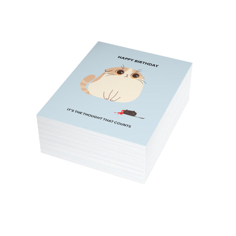 "It's the Thought That Counts" Birthday Cat Greeting Card — Birthday Greeting Card - Illustrated, Funny, Snarky, Modern