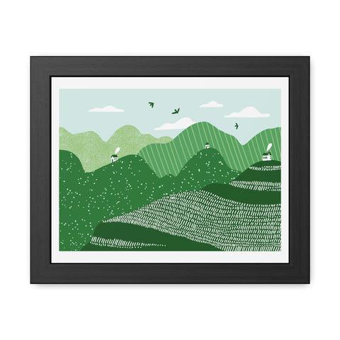 Greenscape - Serene Green Landscape Framed Poster - Nature Wall Art for Home Decor