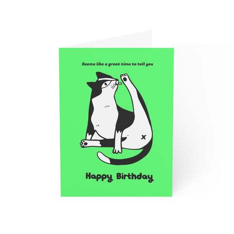 Happy Birthday - Seems like a great time to tell you (Cat licking butt) - Greeting Card