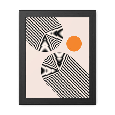 Brenda 1 - Modern Abstract Framed Poster with Geometric Design and Orange Accent