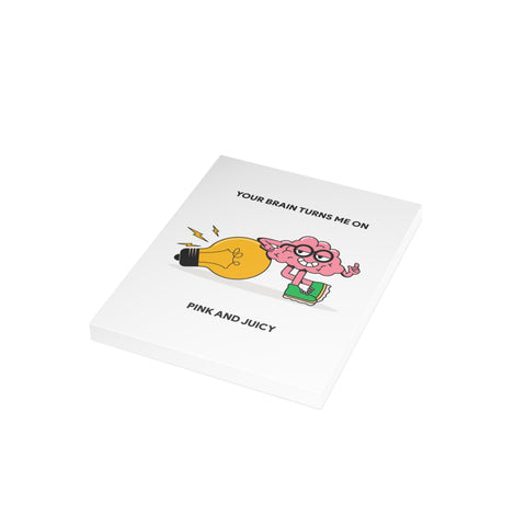“Your Brain Turns Me On, Pink and Juicy” Valentine Greeting Card — Valentine Greeting Card - Illustrated, Funny, Snarky, Modern
