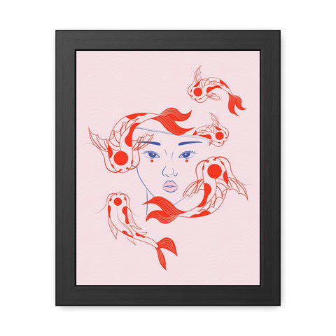 Koi Fish Art Framed Poster - Serene Wall Decoration for Home Decor Enthusiasts