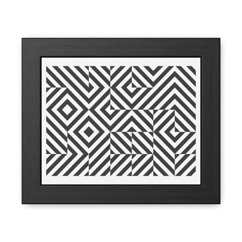 Horizon Grid 2 - Modern Geometric Framed Poster - Black and White Wall Art for Home Decor
