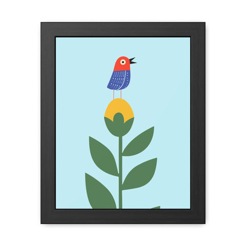 Childrana 2 - Colorful Bird & Flower Framed Poster – Cheerful Wall Art for Nature Lovers