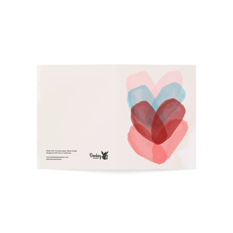 Watercolor Layered Hearts Greeting Card — Love / Valentine Greeting Card - Illustrated, Funny, Snarky, Modern