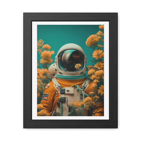Astronaut Portrait 1 - Floral Framed Poster - Vintage Space Art Decor