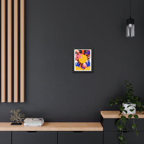 Grimland 3 - Vibrant Framed Poster - Retro Sunburst Art for Modern Decor