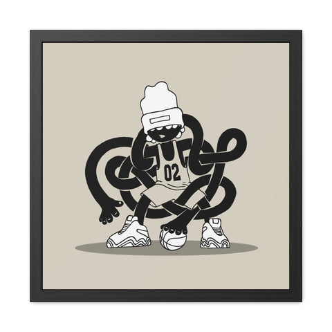 Basketballin' 1 - Trendy Urban Art Print - Modern Framed Poster with Playful Character