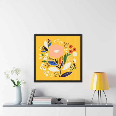 Bloom 1 - Bright Floral Framed Poster - Cheerful Wall Art for Home Decor