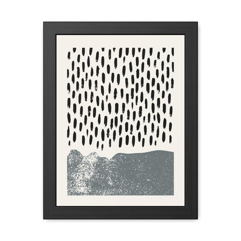 Ink Block 2 - Modern Minimalist Framed Poster - Black and White Abstract Art for Home Décor