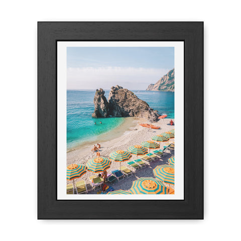 Coastal Beach Umbrellas - Framed Poster Art - Bright Summer Vibes
