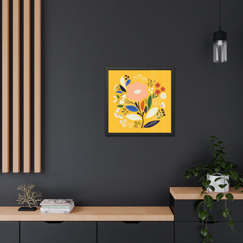 Bloom 1 - Bright Floral Framed Poster - Cheerful Wall Art for Home Decor