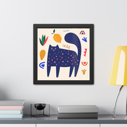 Cat Lounger 3 - Whimsical Cat Framed Poster - Playful Art for Cat Lovers