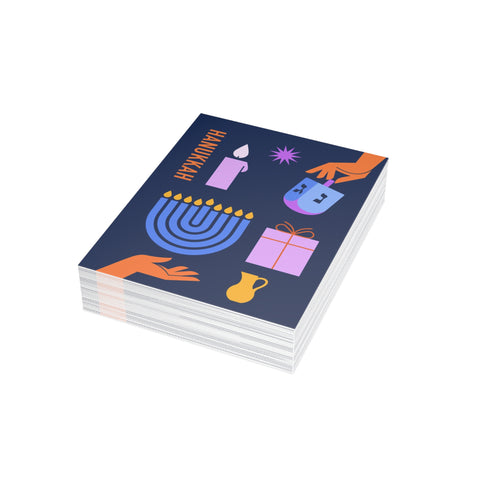 Hanukkah Icons Greeting Card — Hanukkah Holiday Greeting Card - Illustrated, Modern