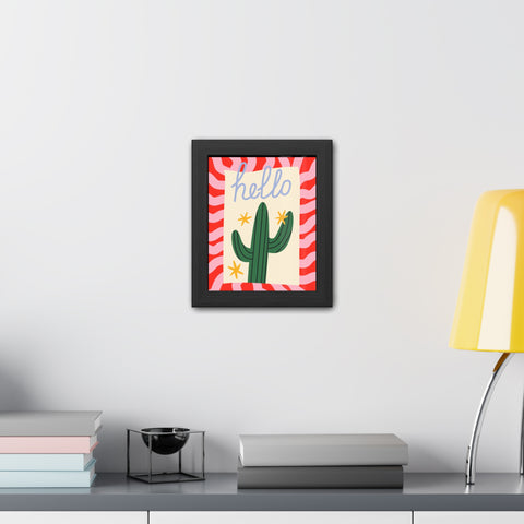 Hello Cactus Framed Poster – Colorful Wall Art for Home Decor