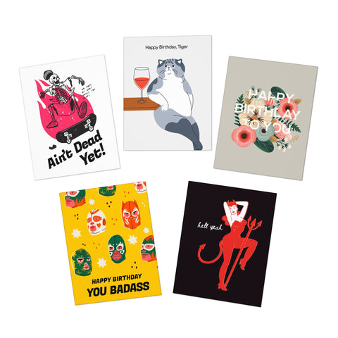 Happy Birthday 5-Pack Variety Greeting Cards Set